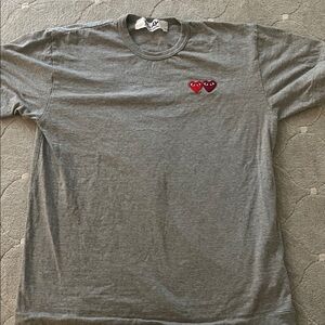 Comme des Garcons Gray T-Shirt with Red Heart Patch